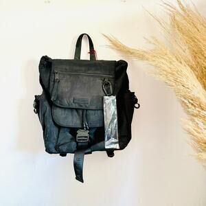 NEW PAJAR CANADA Black Nylon Ripstop Parachute Backpack Travel Bag Keychain